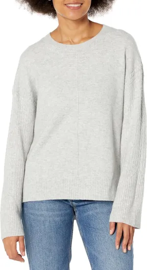 Calvin Klein Women's Crew Neck Cable Sleeve Sweater
