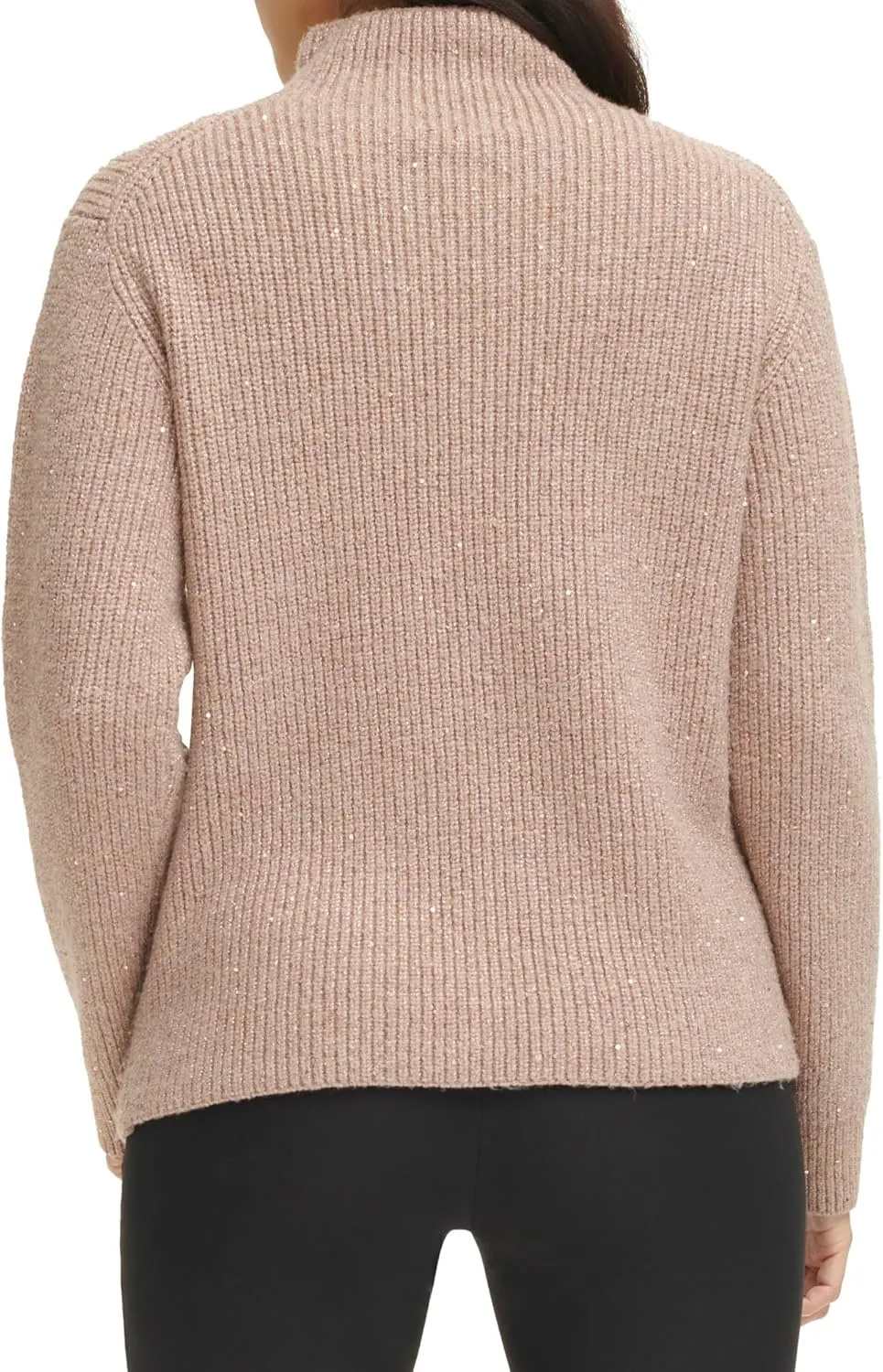 Calvin Klein Women's Sequin Mock Neck Long Sleeve Sweater