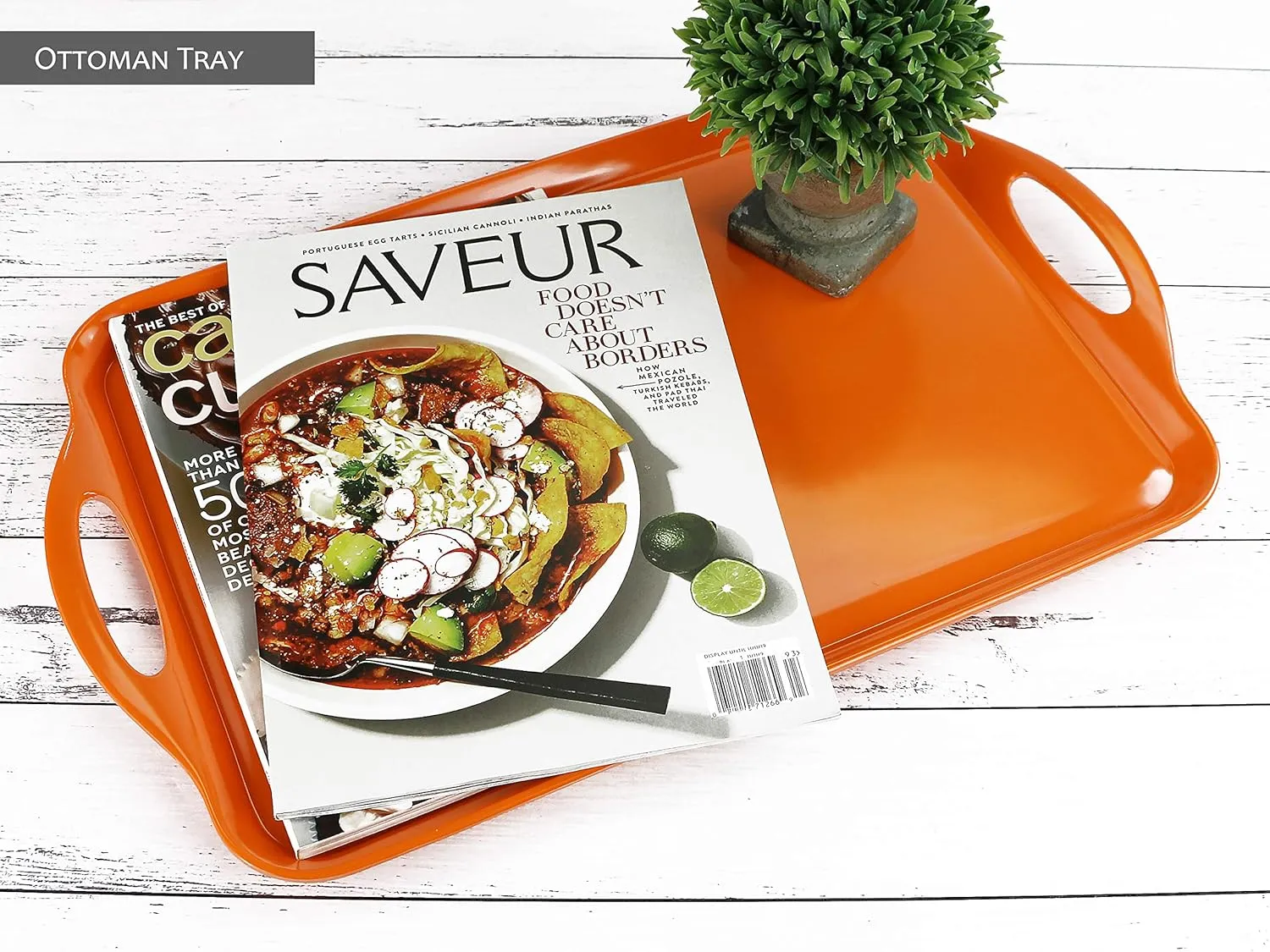 Calypso Basics by Reston Lloyd Melamine Rectangular Serving/Ottoman Tray with Handles