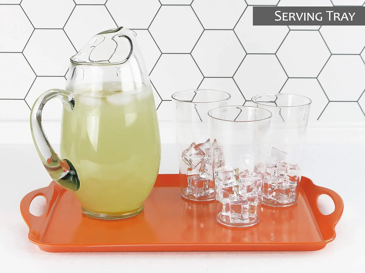Calypso Basics by Reston Lloyd Melamine Rectangular Serving/Ottoman Tray with Handles