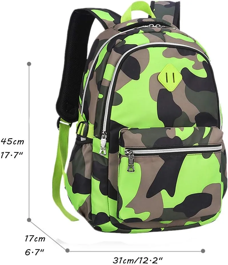 Camo School Backpack Lightweight Schoolbag Travel Camp Outdoor Daypack