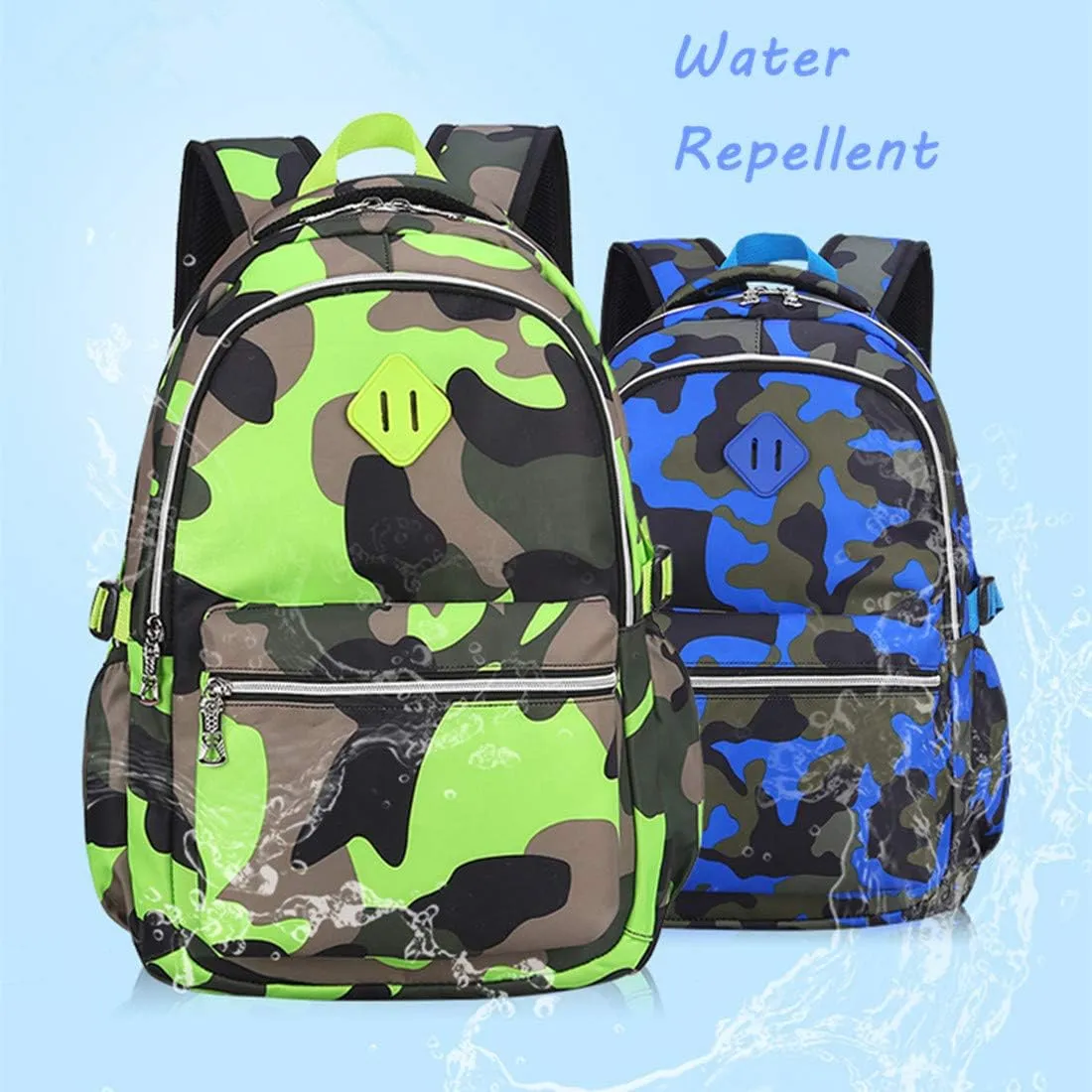 Camo School Backpack Lightweight Schoolbag Travel Camp Outdoor Daypack