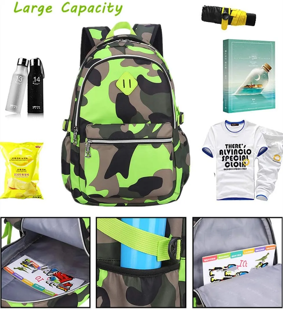 Camo School Backpack Lightweight Schoolbag Travel Camp Outdoor Daypack