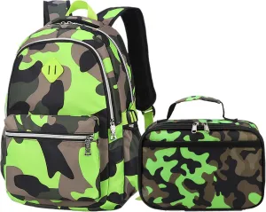 Camo School Backpack Lightweight Schoolbag Travel Camp Outdoor Daypack