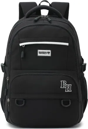CAMTOP Laptop Backpack 15.6 Inch College Middle School BookBag Travel Backpacks Casual Daypacks (17 Inch,Black)