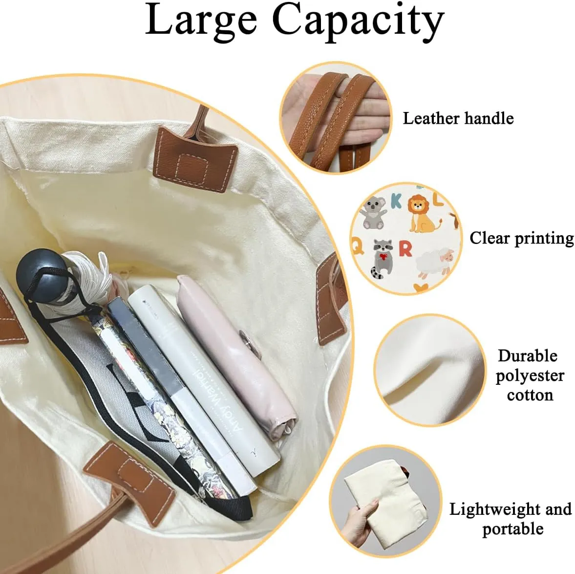 Canvas Aesthetic Reusable Grocery Shopping Bag With Handles - Funny Tote Bag for Women & Teens