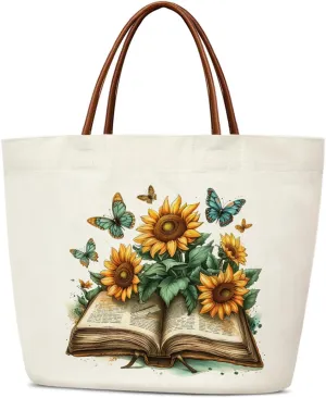 Canvas Aesthetic Reusable Grocery Shopping Bag With Handles - Funny Tote Bag for Women & Teens