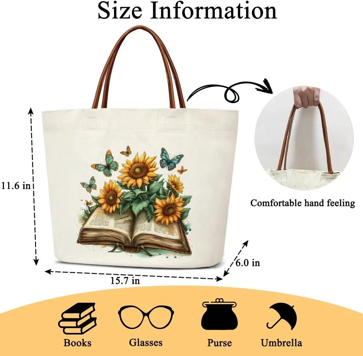 Canvas Aesthetic Reusable Grocery Shopping Bag With Handles - Funny Tote Bag for Women & Teens