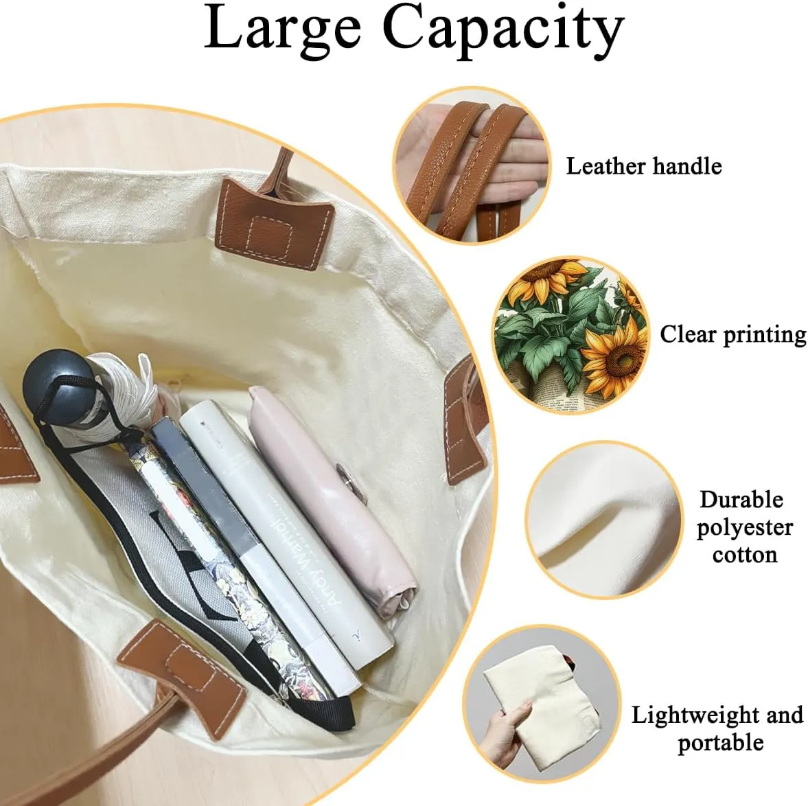 Canvas Aesthetic Reusable Grocery Shopping Bag With Handles - Funny Tote Bag for Women & Teens