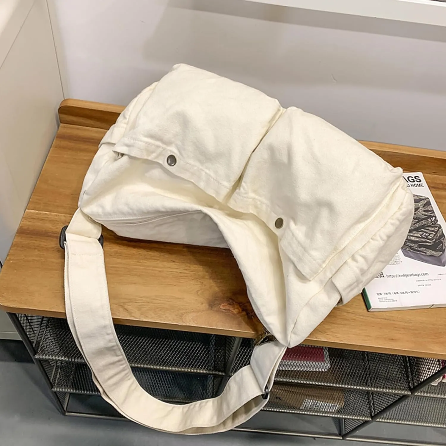 Canvas Messenger Bag Cute Crossbody Tote Bag Shoulder for Women Men for School Aesthetic Hobo with Multiple Pockets