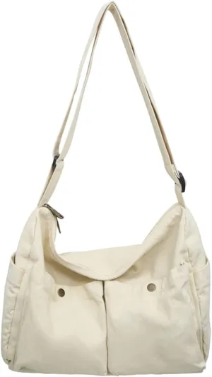 Canvas Messenger Bag Cute Crossbody Tote Bag Shoulder for Women Men for School Aesthetic Hobo with Multiple Pockets
