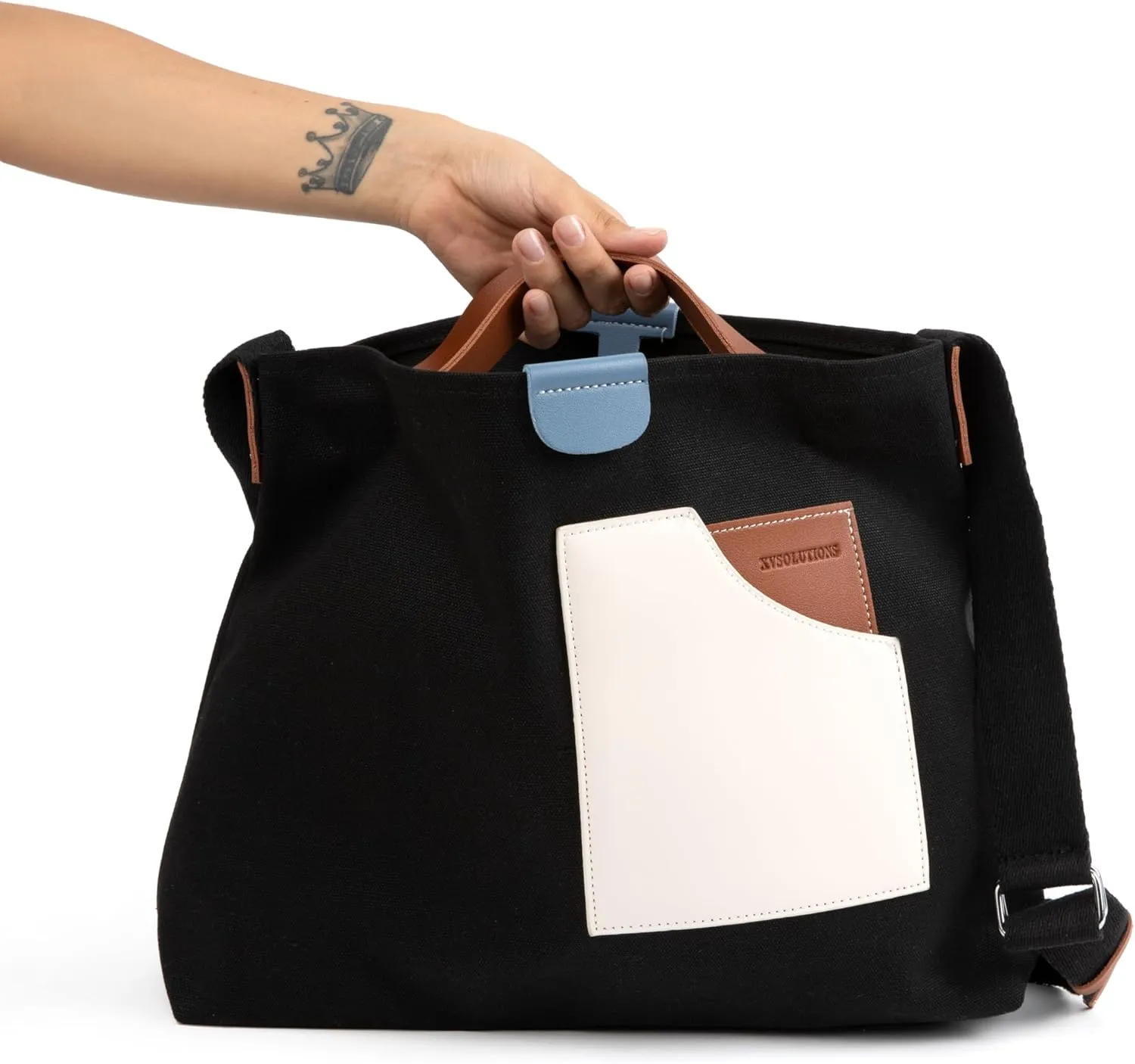 Canvas Tote Bag Women Messenger Crossbody Large Capacity Daily Work Casual Handles Pockets Handbags
