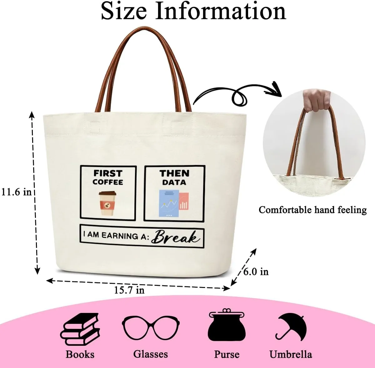 Canvas Tote for Women - Reusable Grocery Shopping Bag With Handles