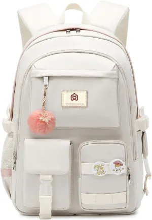 Caoroky knight Women Backpack for Girls Kids Elementary School Bag College Bookbags Laptop Backpacks Travel Dayapck Rucksack (Off White, Large)