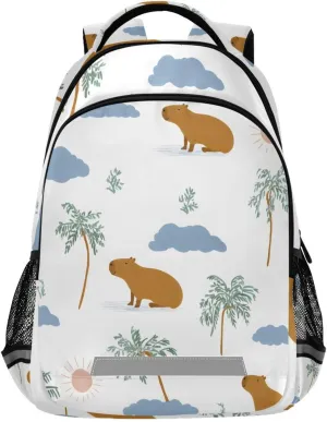 Capybara Cloud Palm Tree Backpack for Girls Boys School Bookbag Kids Daypack Lightweight Laptop Backpack Back to School Supplies
