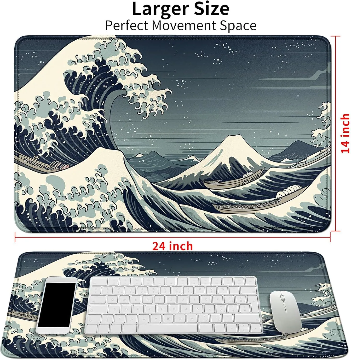 Card Mat for MTG & TCG Playmat Mouse Pad,23.6" x 13.8" Game Mat for MTG RPG CCG Trading Card Game Playmats Table Mat Perfect for Card Games Video Games Computer Office,Blue Waves