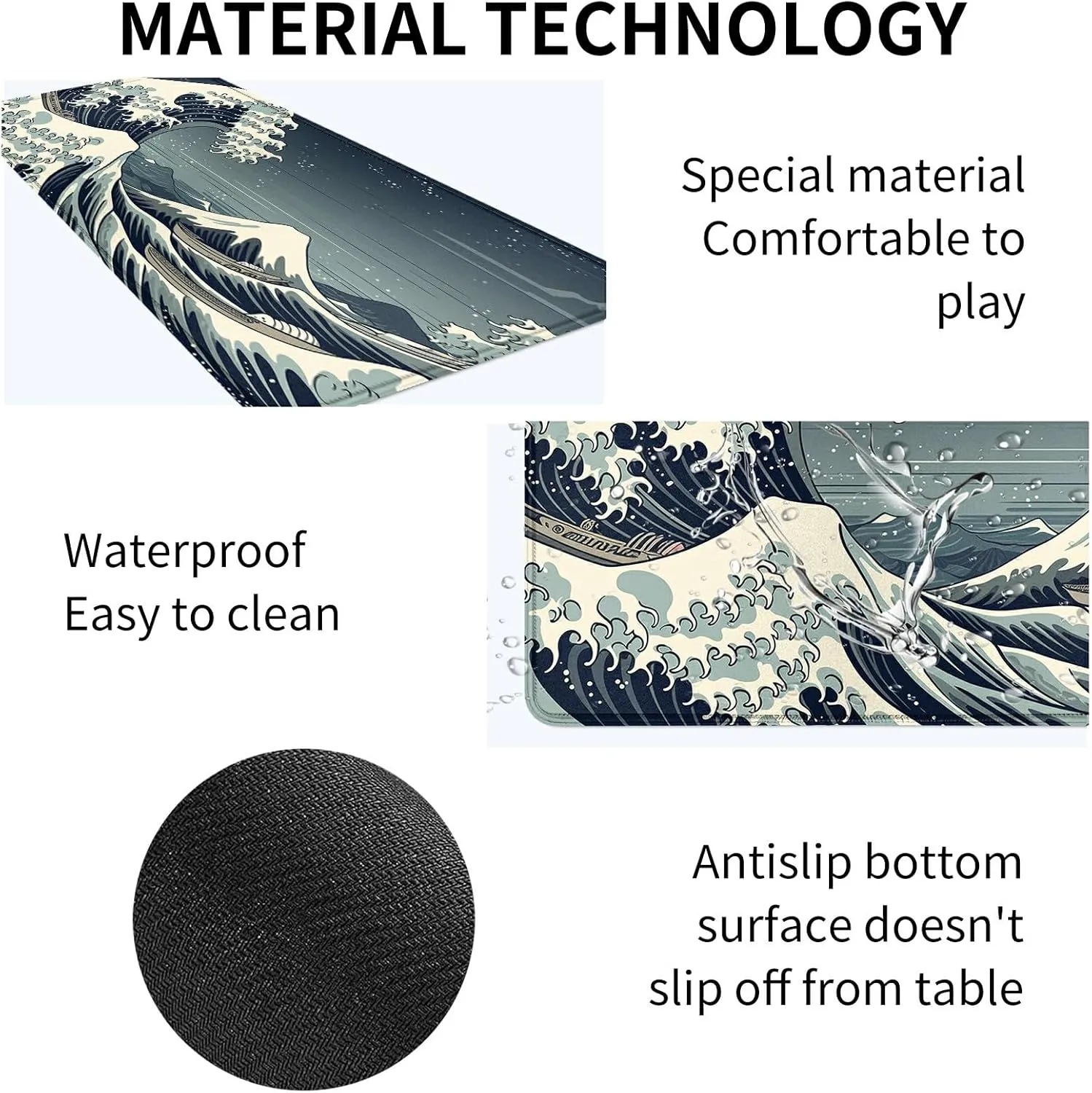 Card Mat for MTG & TCG Playmat Mouse Pad,23.6" x 13.8" Game Mat for MTG RPG CCG Trading Card Game Playmats Table Mat Perfect for Card Games Video Games Computer Office,Blue Waves