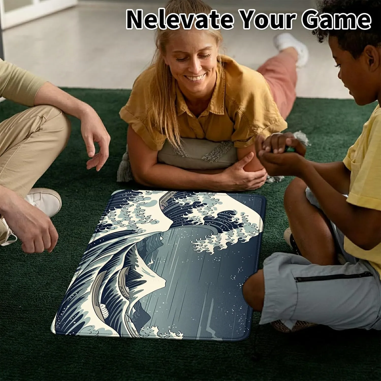 Card Mat for MTG & TCG Playmat Mouse Pad,23.6" x 13.8" Game Mat for MTG RPG CCG Trading Card Game Playmats Table Mat Perfect for Card Games Video Games Computer Office,Blue Waves