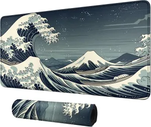Card Mat for MTG & TCG Playmat Mouse Pad,23.6" x 13.8" Game Mat for MTG RPG CCG Trading Card Game Playmats Table Mat Perfect for Card Games Video Games Computer Office,Blue Waves