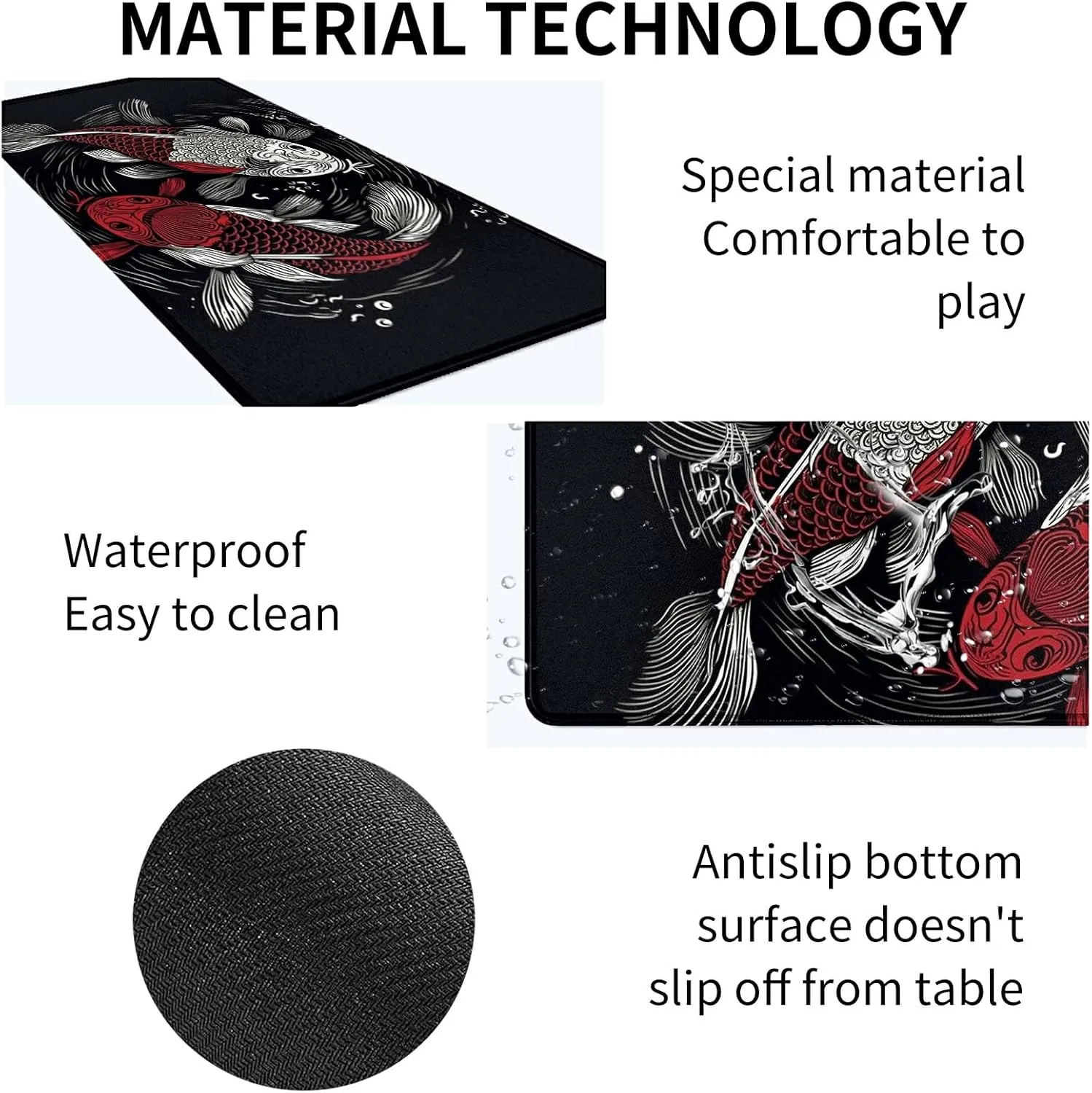 Card Mat for MTG & TCG Playmat Mouse Pad,23.6" x 13.8" Game Mat for MTG RPG CCG Trading Card Game Playmats Table Mat Perfect for Card Games Video Games Computer Office,Koi Fish