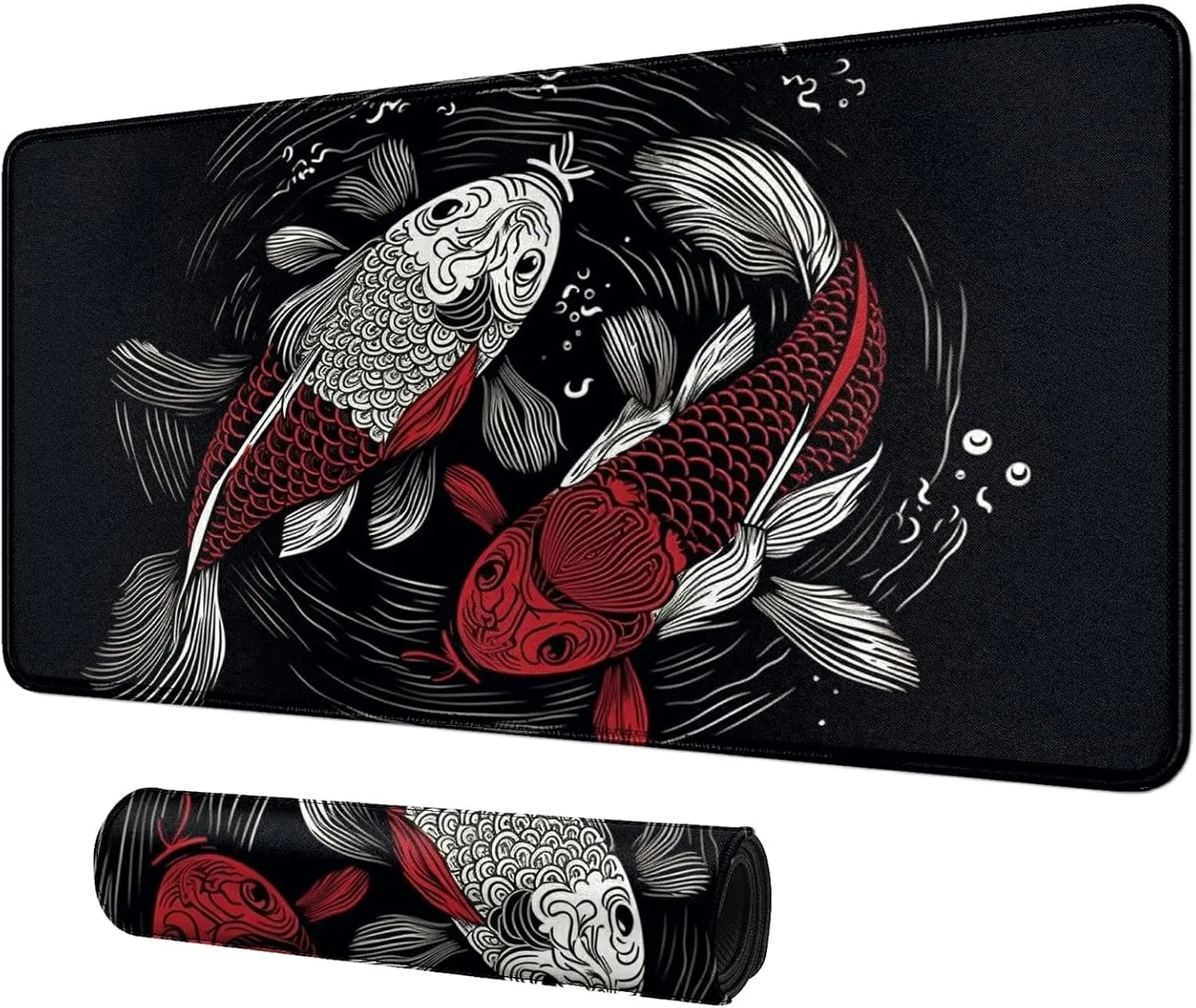 Card Mat for MTG & TCG Playmat Mouse Pad,23.6" x 13.8" Game Mat for MTG RPG CCG Trading Card Game Playmats Table Mat Perfect for Card Games Video Games Computer Office,Koi Fish