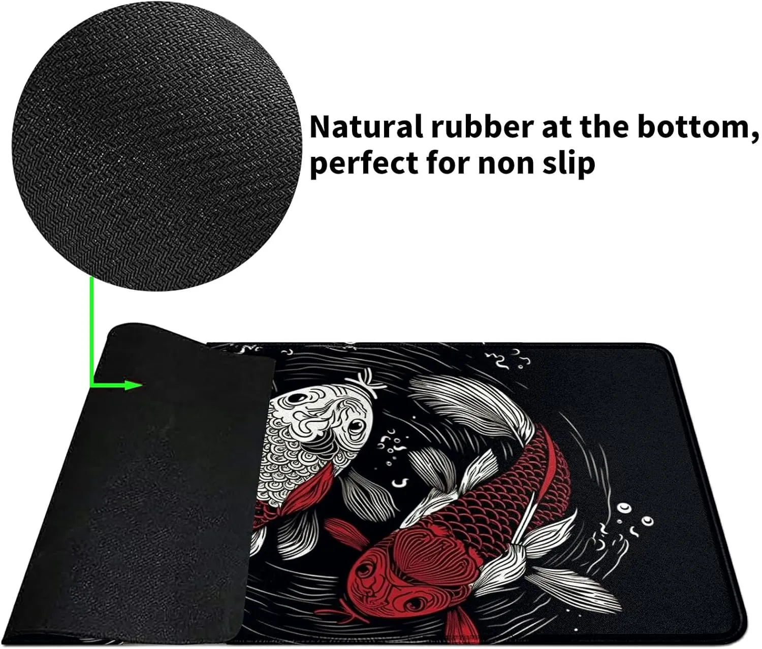 Card Mat for MTG & TCG Playmat Mouse Pad,23.6" x 13.8" Game Mat for MTG RPG CCG Trading Card Game Playmats Table Mat Perfect for Card Games Video Games Computer Office,Koi Fish