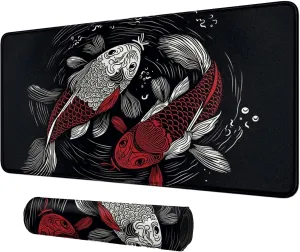 Card Mat for MTG & TCG Playmat Mouse Pad,23.6" x 13.8" Game Mat for MTG RPG CCG Trading Card Game Playmats Table Mat Perfect for Card Games Video Games Computer Office,Koi Fish