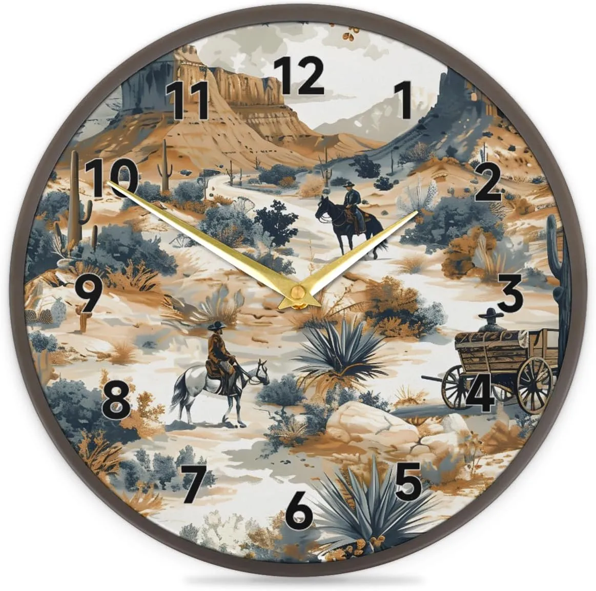 Carriage Desert 10 Inch Round Clock Tropical Desert 10 Inch Round Wall Clock Ideal for Home Meetings, School Kitchens and More
