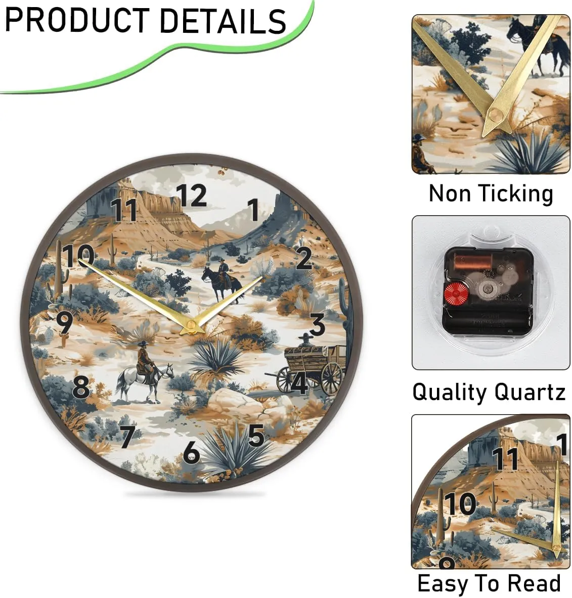 Carriage Desert 10 Inch Round Clock Tropical Desert 10 Inch Round Wall Clock Ideal for Home Meetings, School Kitchens and More