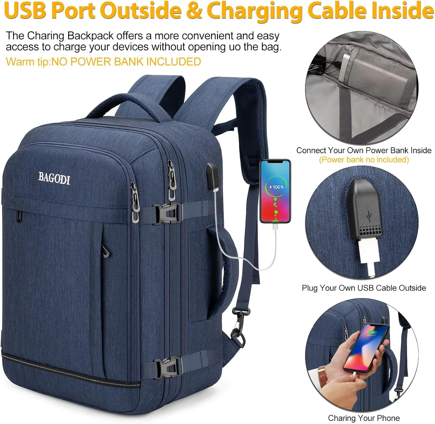 Carry On Backpack for Men Women,42L Flight Approved Travel Backpack with 4 Packing cubes,Expandable Water-resistant 17Inch Laptop Backpack,Casual Daypack Businless Weekend Hiking