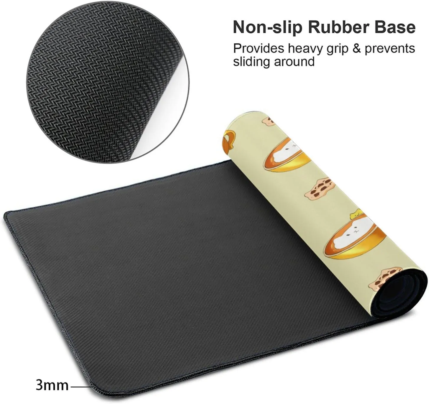 Cartoon Cat Coffee Non-Slip Desk Pad,Mouse Pad,Waterproof PVC Desk Table Protector, Easy Clean Laptop Desk Writing Mat for Office Work/Home/Decor