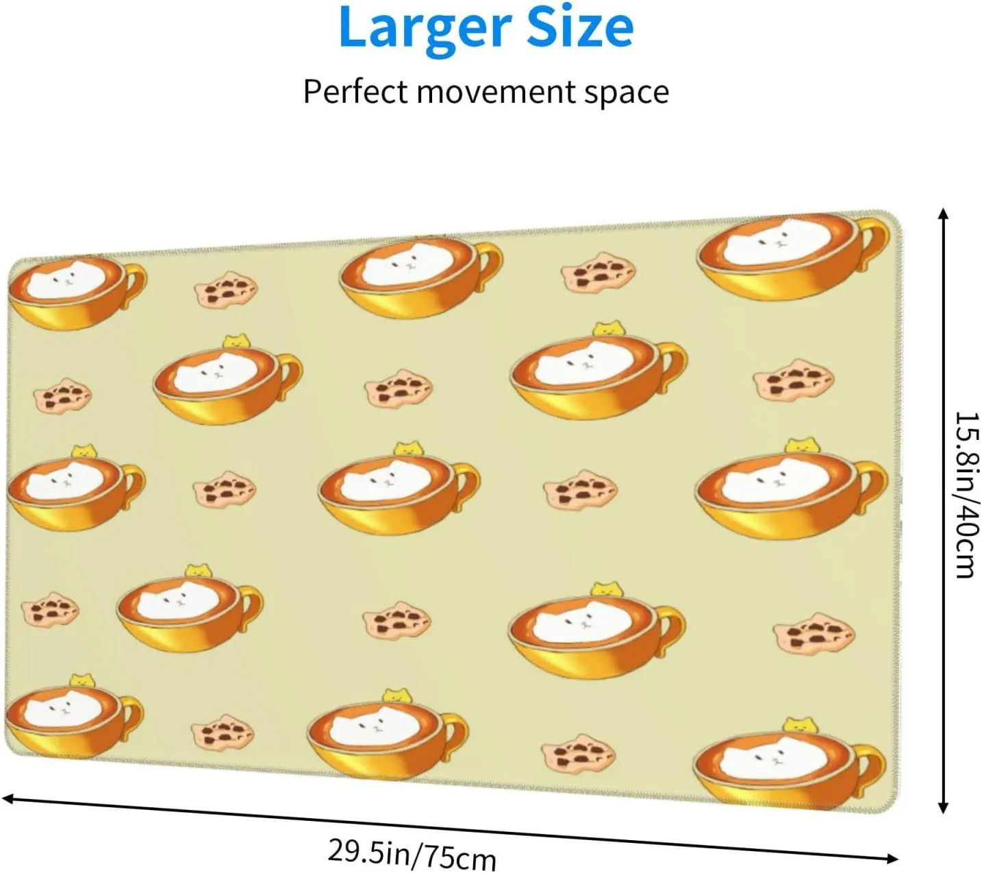 Cartoon Cat Coffee Non-Slip Desk Pad,Mouse Pad,Waterproof PVC Desk Table Protector, Easy Clean Laptop Desk Writing Mat for Office Work/Home/Decor