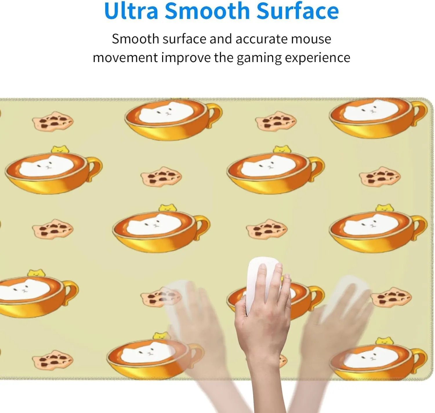 Cartoon Cat Coffee Non-Slip Desk Pad,Mouse Pad,Waterproof PVC Desk Table Protector, Easy Clean Laptop Desk Writing Mat for Office Work/Home/Decor