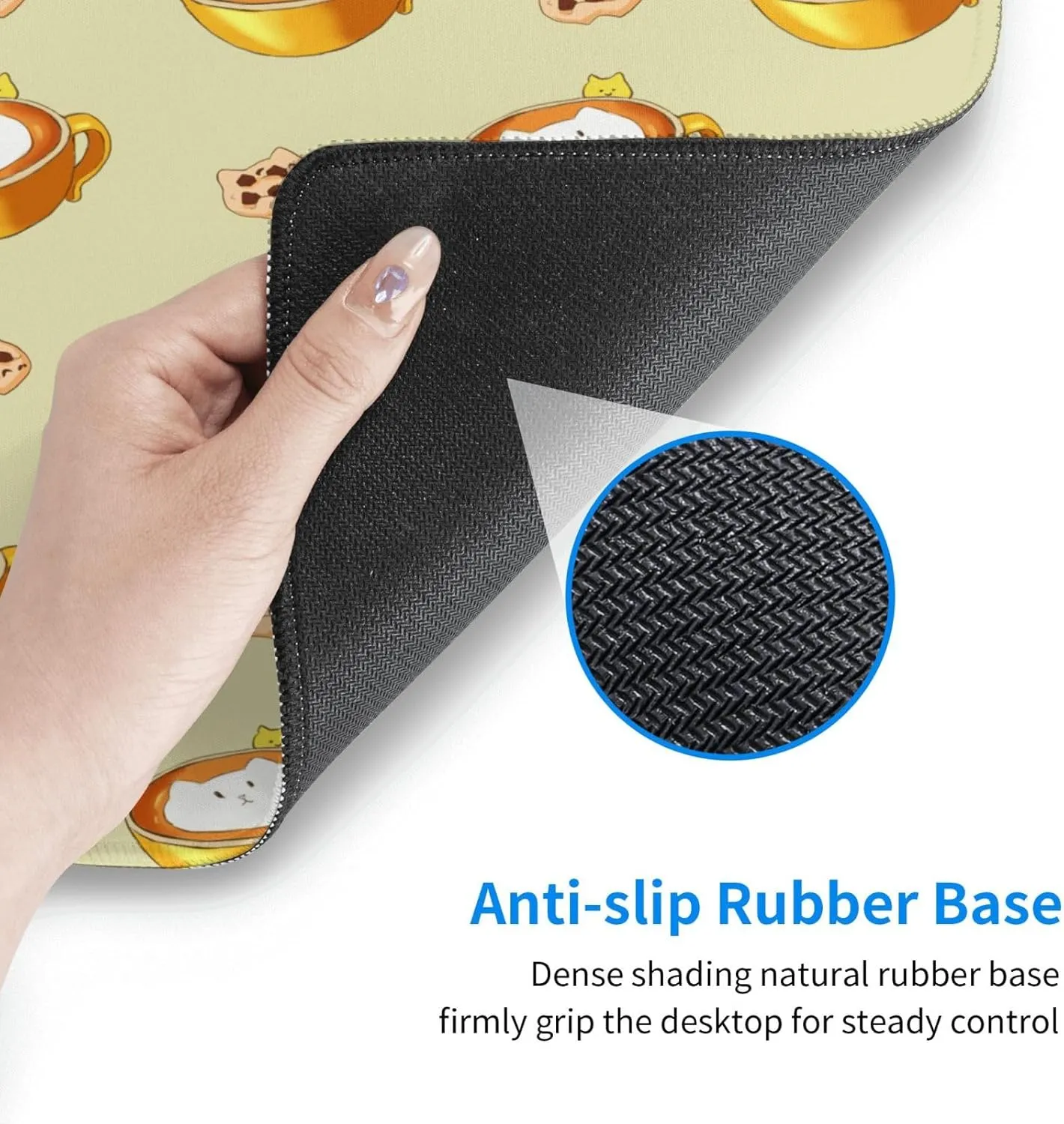 Cartoon Cat Coffee Non-Slip Desk Pad,Mouse Pad,Waterproof PVC Desk Table Protector, Easy Clean Laptop Desk Writing Mat for Office Work/Home/Decor