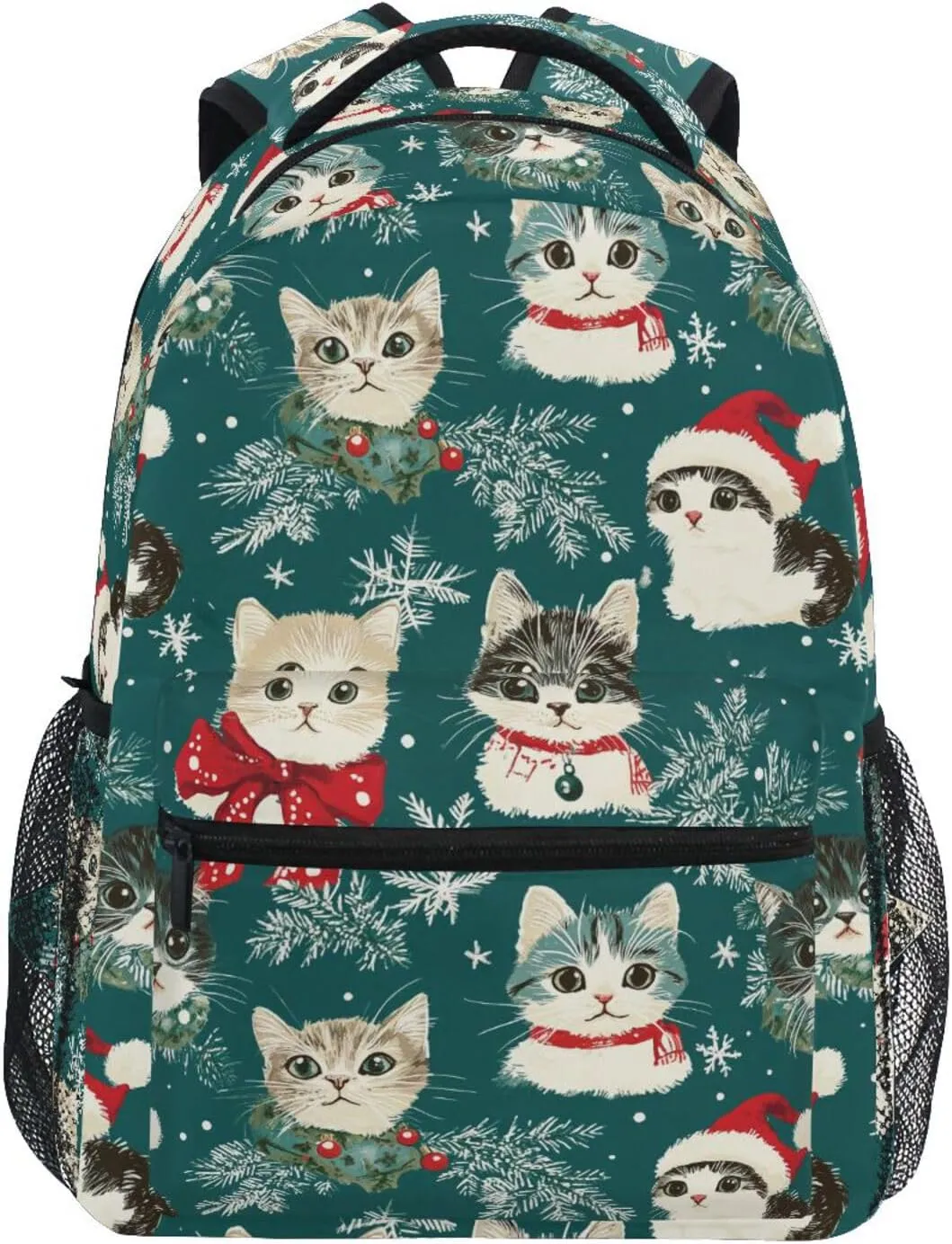 Cartoon Cute Merry Christmas Cat travel backpack for kids with large books bag for 6th grade school boys girls mochila para ni?os