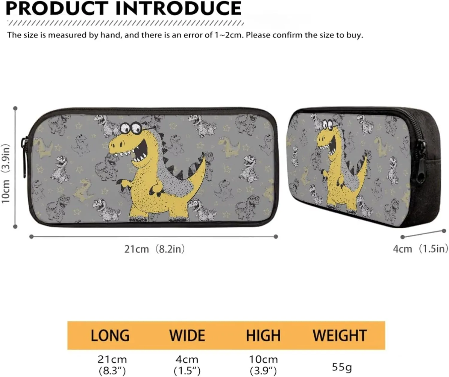 Cartoon Dinosaur Eyeglasses Print 3 In 1 School Bag with Lunch Box Set for Boys Backpack Purse Middle High School Book Bag with Pencil Case for Kids Primary Child Daypack Satchel Rucksack