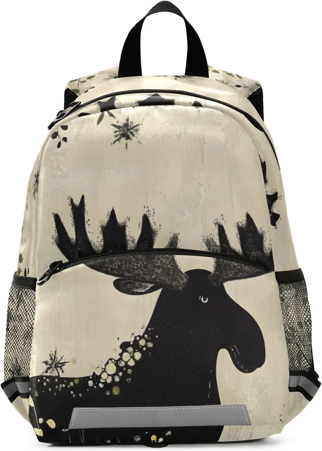 Cartoon Moose Toddler Backpack Cartoon Moose Print with Leash and Reflective Strips, Lightweight Kids School Bag for Boys Girls 3-6 Years, Travel Daypack for Preschool, Outings, Hiking
