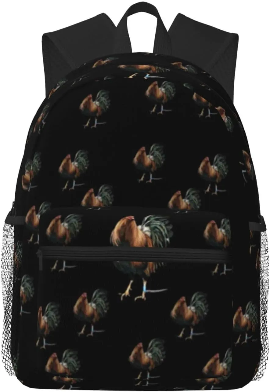 Cartoon Rooster Print Backpack 16 Inch Laptop Backpacks For Women Men Large Bags For Travel Hiking Camping Day Pack Outdoor Daypack