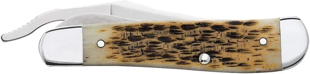 Case WR XX Pocket Knife Amber Jigged Bone Russlock Item #260 - (61953L SS) - Length Closed: 4 1/4 Inches