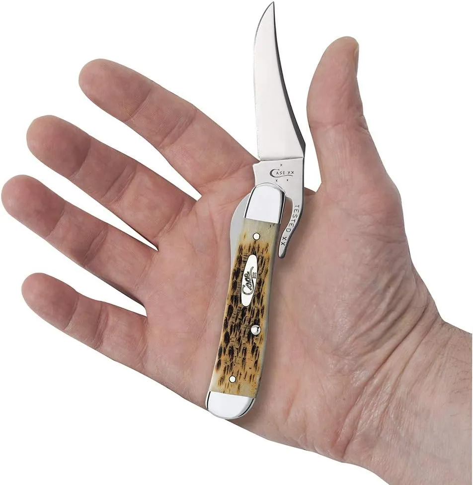 Case WR XX Pocket Knife Amber Jigged Bone Russlock Item #260 - (61953L SS) - Length Closed: 4 1/4 Inches