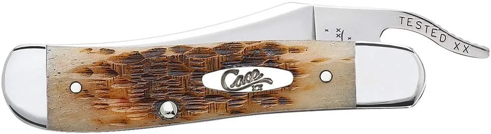 Case WR XX Pocket Knife Amber Jigged Bone Russlock Item #260 - (61953L SS) - Length Closed: 4 1/4 Inches