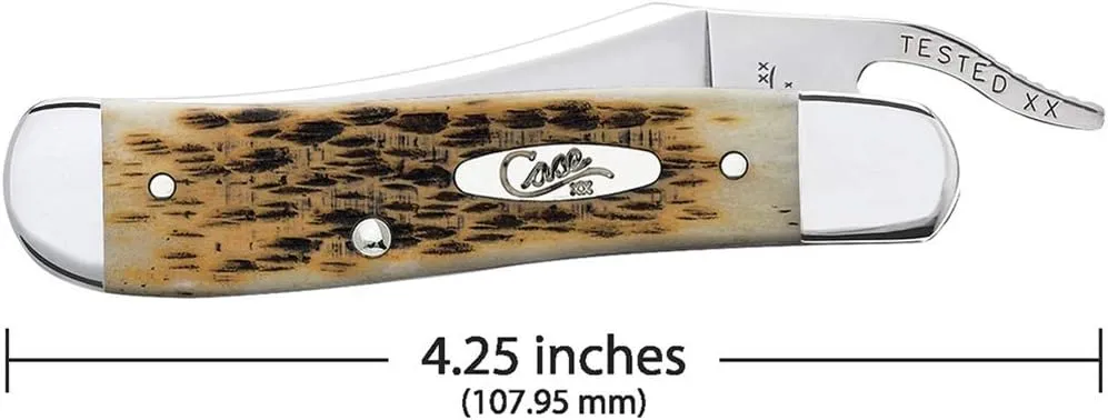 Case WR XX Pocket Knife Amber Jigged Bone Russlock Item #260 - (61953L SS) - Length Closed: 4 1/4 Inches