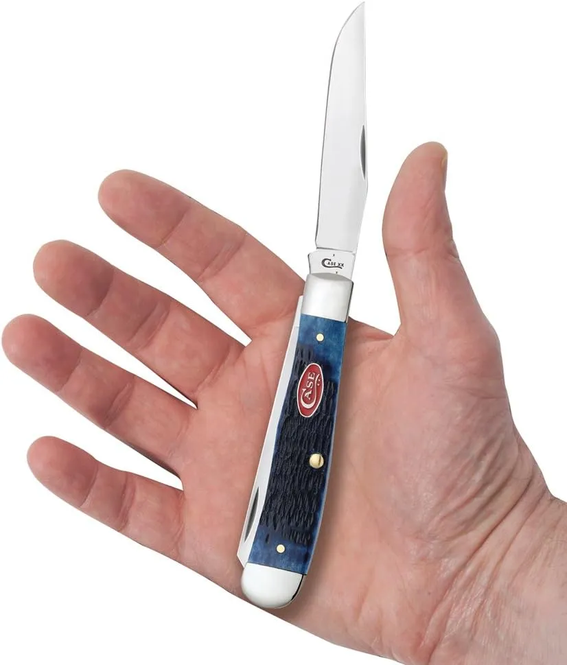 Case WR XX Pocket Knife Navy Blue Jigged Bone Trapper Item #7051 - (6254 SS) - Length Closed: 4 1/8 Inches