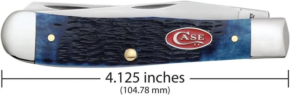 Case WR XX Pocket Knife Navy Blue Jigged Bone Trapper Item #7051 - (6254 SS) - Length Closed: 4 1/8 Inches