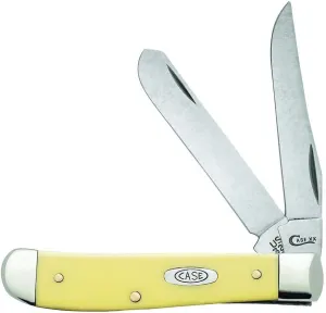CASE XX WR Pocket Knife Yellow Synthetic Mini Trapper Carbon Steel Item #029 - (3207 CS) - Length Closed: 3 1/2 Inches
