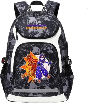 Casual Sundrop and Moondrop Graphic Knapsack Travel Backpack Lightweight Wear Resistant Bookbag with USB Charging Port