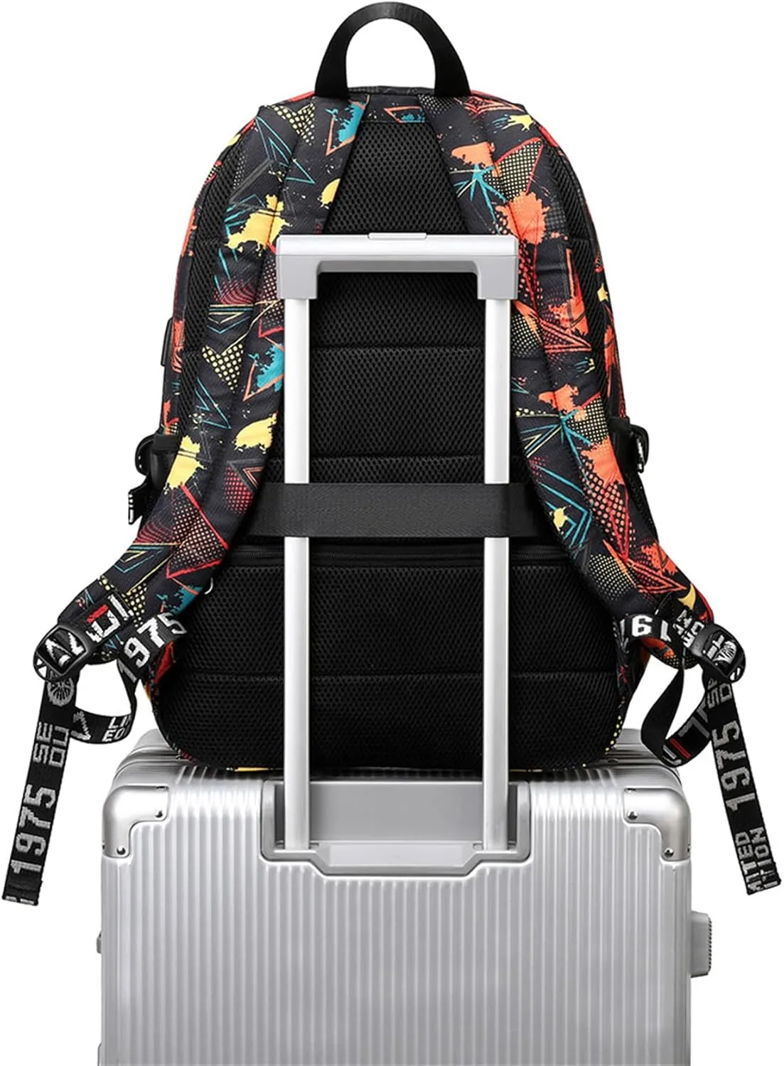 Casual Sundrop and Moondrop Graphic Knapsack Travel Backpack Lightweight Wear Resistant Bookbag with USB Charging Port