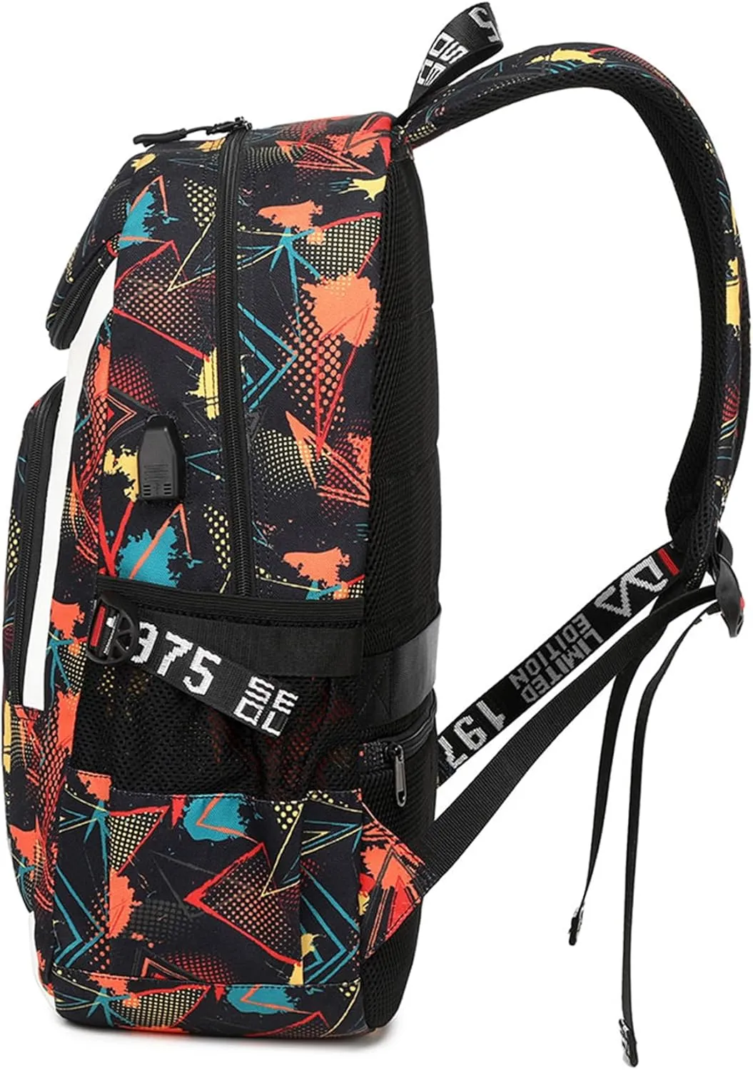 Casual Sundrop and Moondrop Graphic Knapsack Travel Backpack Lightweight Wear Resistant Bookbag with USB Charging Port