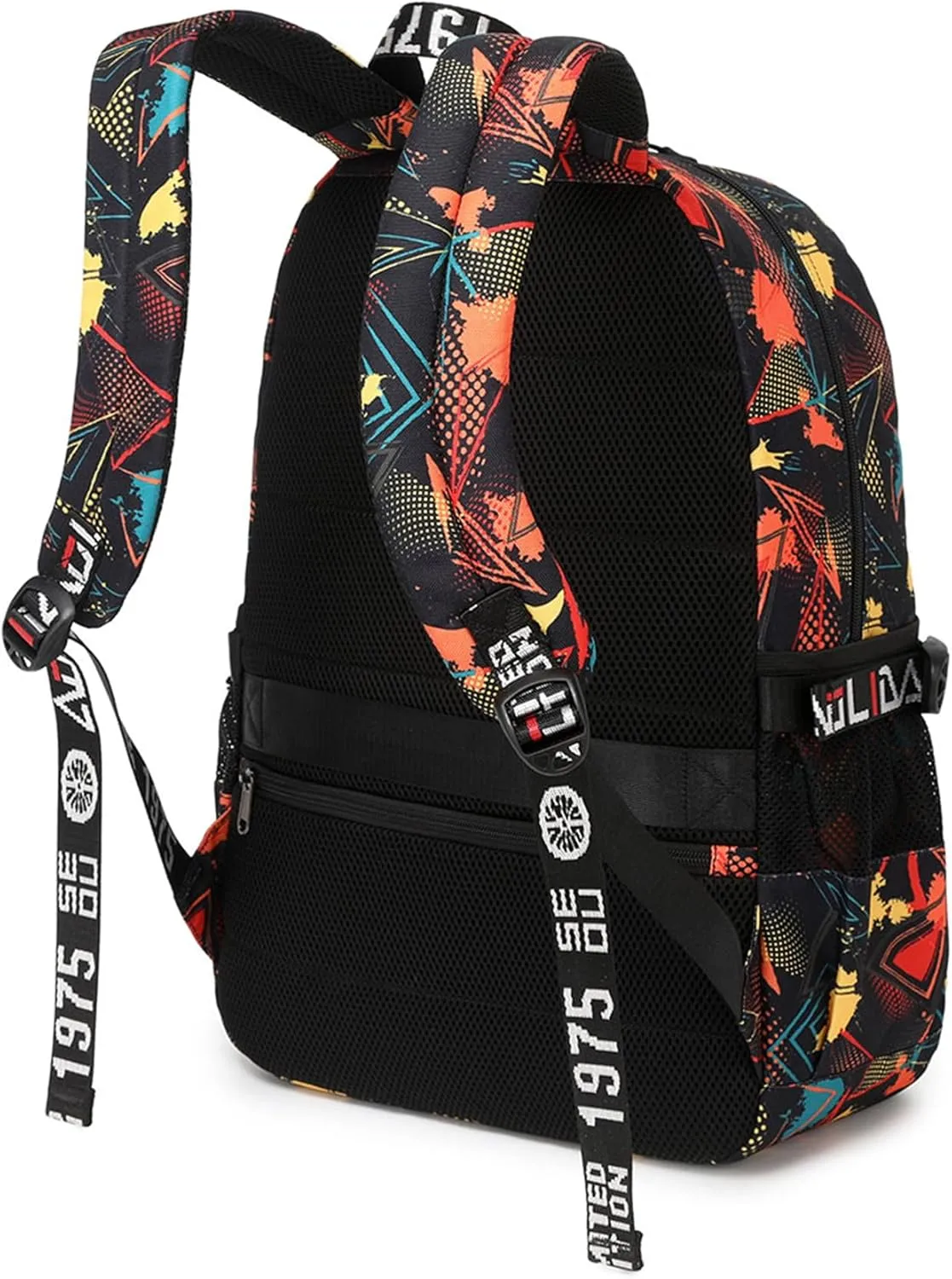 Casual Sundrop and Moondrop Graphic Knapsack Travel Backpack Lightweight Wear Resistant Bookbag with USB Charging Port