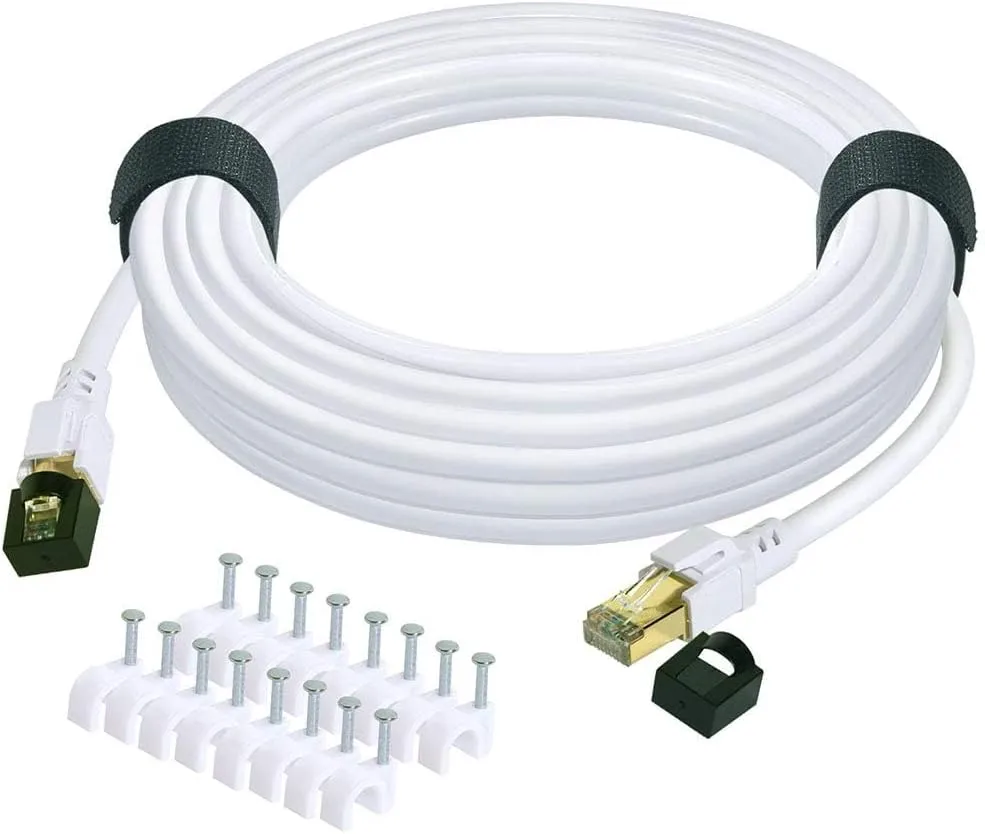 Cat 8 Ethernet Cable 100 ft Internet Network LAN Patch Cable Cord High Speed 2000Mhz 40Gbps RJ45 Cables for Gaming, Xbox, PS5, PS4, Modem, Router, Outdoor Compatible for Cat7/Cat6a/Cat5e Network